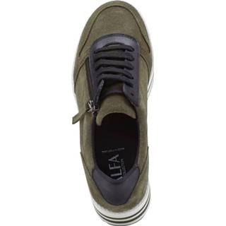 👉 Sneakers effen vrouwen modieuze plateauzool olijf Sneaker WENZ Kaki::Zwart 4055705154684