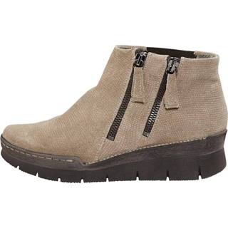 👉 Enkellaarzen beige effen vrouwen elastische inzetten geruwd leer Enkellaarsje Relaxshoe Taupe