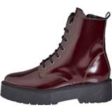 👉 Hoge veterschoenen vrouwen effen rood buigzame profielzool bordeaux glad leer veterschoen Studio W 4055706959172