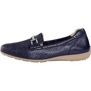 👉 Glad leer vrouwen blauw effen Mocassin Caprice Donkerblauw