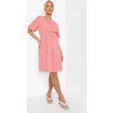 👉 Mini jurk koraal Zwangerschap Katoenen Met Pofmouwen, Coral