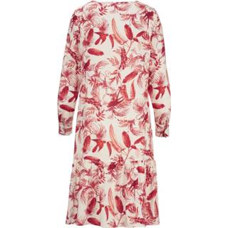 👉 Jurk viscose vrouwen bloemendessin wit Alba Moda Offwhite::Rood 4055706129094