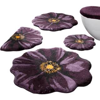 👉 Badmat polyacryl gebloemd wonen Made in Europe paars Badmatten Bloem Grund 8590507306276