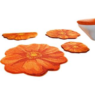 👉 Badmat oranje polyacryl gebloemd wonen merkkwaliteit Badmatten Bloem Grund 8590507327936