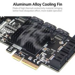 👉 Workstation alloy PCI-E 4X to 10 SATA3.0 Adapter Card Desktop Computer Expansion with LED Status Indicator Light Aluminum Cooling Fin