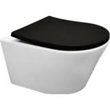 👉 Wand closet wit zwart Vesta rimless wandcloset mat-wit + Shade zitting mat-zwart 8719743067493