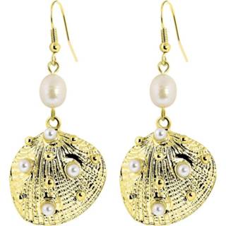 👉 Bijoux oorbel parel goud Color-Goud One Size schelp roze wit goudkleurige goudkleurig oorbellen met en 8719802148729