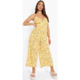 👉 Bloemen Culotte Jumpsuit Met Ceintuur, Yellow