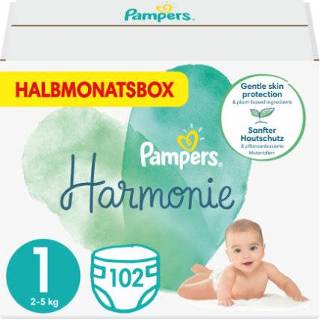 👉 Pamper jongens Pampers Harmonie maat 1 2kg-5kg halve maand doos 102 luiers 8006540156353