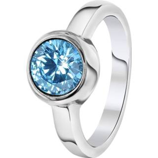 Stalen ring met aqua zirkonia