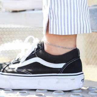 👉 Enkel band Color-Zilver wit zilver zilveren enkelband dubbel singapore 8719802082443