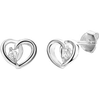 👉 Zilveren oorbellen hart zilver wit zirkonia lucardi zilverkleurig met 8717637603765