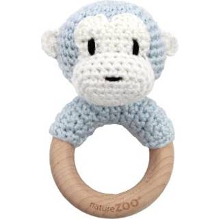 👉 Bijt ring blauw jongens Nature Zoo of Denmark Bijtring incl. rammelaar, aap 5713194307064