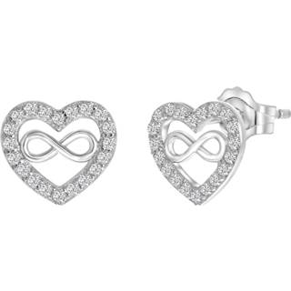 👉 Zilveren oorbellen hart zilver zirkonia wit lucardi zilverkleurig met infinity en 8719802188664