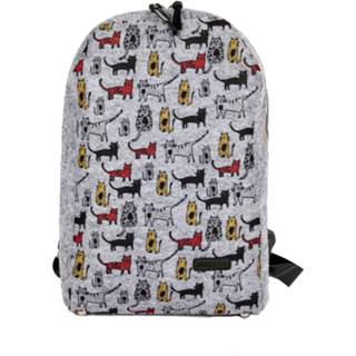 👉 BiggDesign Cats - Dames Tas - Rugzak - Rugtas - Schooltas - Grijs