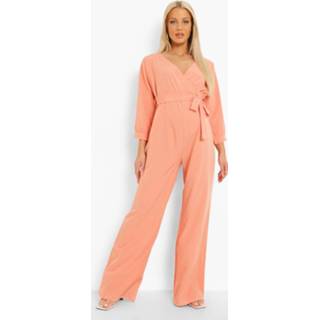 👉 Zwangerschap Geweven Jumpsuit Met Open Schouders, Coral