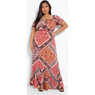👉 Plus Geweven Paisley Maxi Jurk, Multi