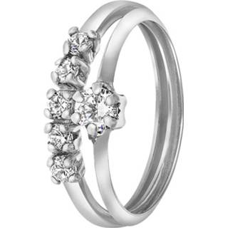 👉 Zirkonia lucardi wit zilver zilverkleurig witgouden 14 Karaat ring met 8717637923344