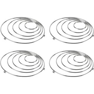 👉 Pannen onderzetter zilver metaal active Set van 4x stuks ronde onderzetters 18 cm