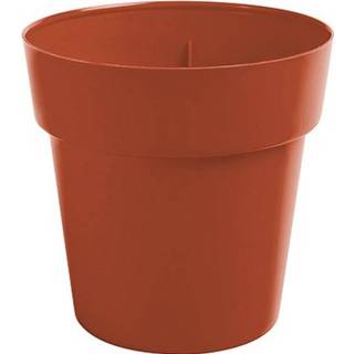 👉 Plantenbak terracotta kunststof One Size bruin 6x stuks ronde plantenpotten/bloempotten Melisa 25 cm - Onbreekbare plantenbakken/bloembakken 8720276815239