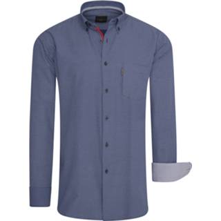 👉 Over hemd katoen l blauw rits normaal programma mannen Regular Fit Overhemd Navy Dotted Heren 7435103058024