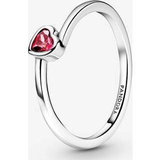 👉 PANDORA Red Tilted Heart Solitaire Ring, Sieraden, Cubic Zirconia, rood, 199267C01-50