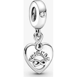 Zirconia zilver unisex vrouwen clear PANDORA Friends Forever Heart Dangle Charm, Sieraden, Cubic Zirconia, clear, 799294C01