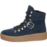 👉 Hoge veterschoenen effen vrouwen blauw gepolsterde rand geruwd leer veterschoen Studio W 4055706968105