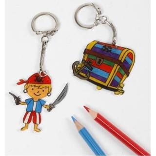 Knutselpakket One Size wit krimpfolie piraat 4 vellen met sleutelhangers - Knutselen Creatief speelgoed 8719538658288