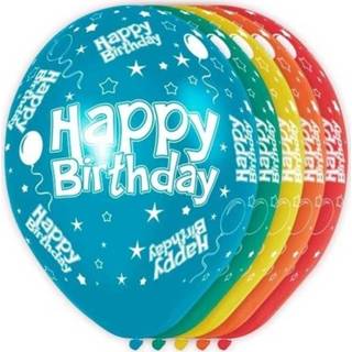 👉 Ballon 15x Gekleurde Happy Birthday ballonnen 30 cm