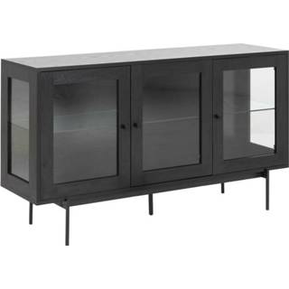 👉 Dressoir zwart essenhout fineer transparant Bendt 'Mick' 140 x 82cm, kleur 5713941170941
