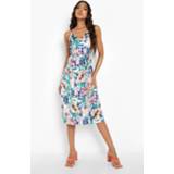 👉 Tall Abstracte Midi Jurk Met Strik En Bandjes, Multi