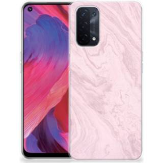 👉 Siliconen hoesje roze OPPO A74 5G TPU Marble Pink - Origineel Cadeau Vriendin 8720632898234