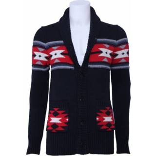 👉 Zwart rood mannen Trui J.C. wintervest - knitted cardigan /