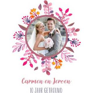 👉 Fotokaart nederlands roze Uitnodiging huwelijksjubileum 10 jaar getrouwd