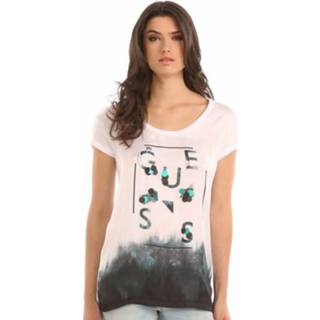 SS RN SEQUINS TEE - Guess - T-shirts - Wit Wit polyester vrouwen handwas effen SS RN SEQUINS TEE - Guess T-shirts