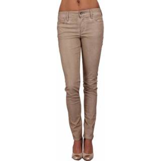 👉 Goud elastan polyamide katoen vrouwen NICOLE SKINNY CROP - Guess Broeken Camel