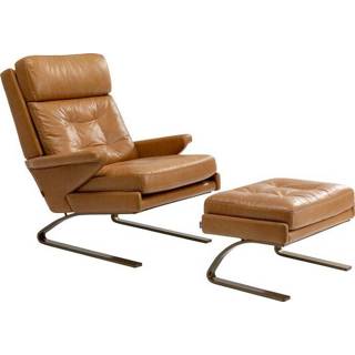 👉 Fauteuil bruin metaal active Kare met Hocker Breno Brown (set van 2) 4025621860006