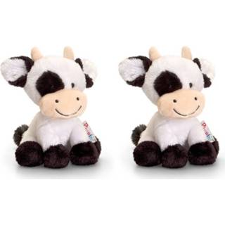👉 Koeien knuffel pluche kinderen koe/koeien knuffels zusjes Berta en Clara 14 cm