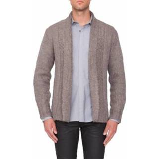 👉 Bruin wol mohair polyester acryl mannen handwas Knitted cardigan shawl color - Antony Morato Truien en vesten