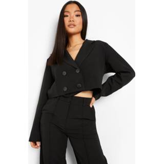 👉 Petite Korte Blazer Met Dubbele Knopen, Black