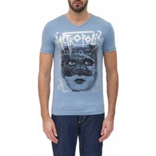 👉 Blauw elastan katoen mannen effen 7024 METROPOLIS - Antony Morato T-shirts