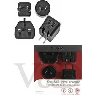 👉 Reisadapter One Size no color Dual USB reis adapter (Konix) 3328170221672