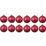 👉 Kerstbal active roze magenta 12x Glazen kerstballen mat fuchsia 10 cm kerstboom versiering/decoratie