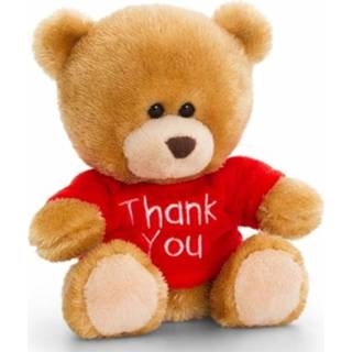 👉 Knuffel beer active rood bruine knuffelbeer met shirt zittend 14 cm