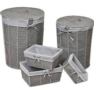 👉 Mand grijs linnen papier One Size mannen Set van 5 manden – Wasmand Rechthoekige Opbergmandjes Voor in de Kledingkast Badkamer Lade en Kast Organizer Papiermandjes Paper Basket Natuurlijke look Natuurlijk materiaal 8720359706577