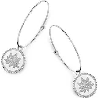 👉 Oorring zilverkleurig One Size no color CO88 Collection Celestial 8CE 70041 Stalen Oorringen - Ovaal 25 mm Lotus 8720143051739