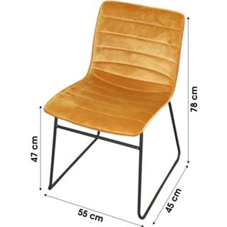 👉 Eetkamerstoel geel fluweel metaal One Size Set van 4 eetkamerstoelen – Model Brooklyn - Modern Ontworpen Stoel Okra Velvet Design Yellow 8720359703453