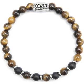 👉 Armband bruin zwart One Size no color CO88 Collection 8CB-90037 - Natuurstenen Tijgeroog en Agaat 6 mm maat l / 8719497236107