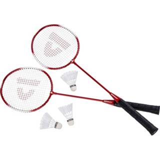 Opbergtas rood volwassenen Badminton set met 3 shuttles en 67 cm